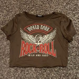 Brown Rock and Roll Crop Top